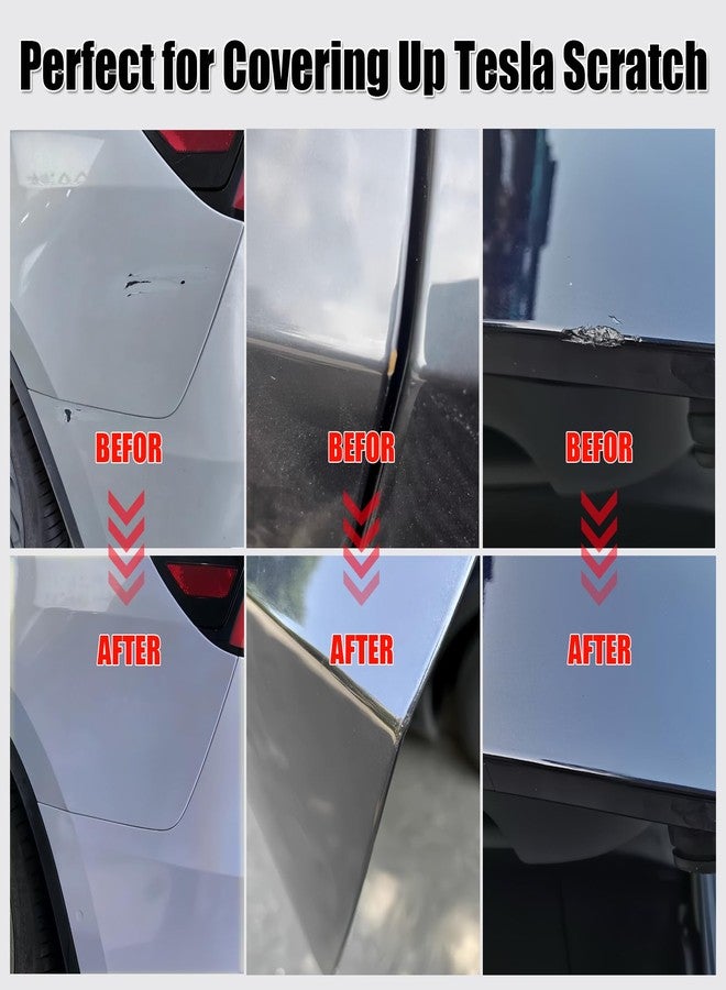 COSLAKE Car Touch Up Paint(Solid Black(PBSB)) for Tesla Model Y/3/S/X, 2 in 1 DIY Car Paint Scratch Repair Kit with Pen Tip & Brush, Scratch Remover Pen with Color-Matched for Tesla - Image 5